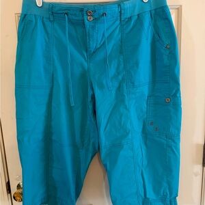 Lane Bryant Turquoise Cargo Capri with Drawstring